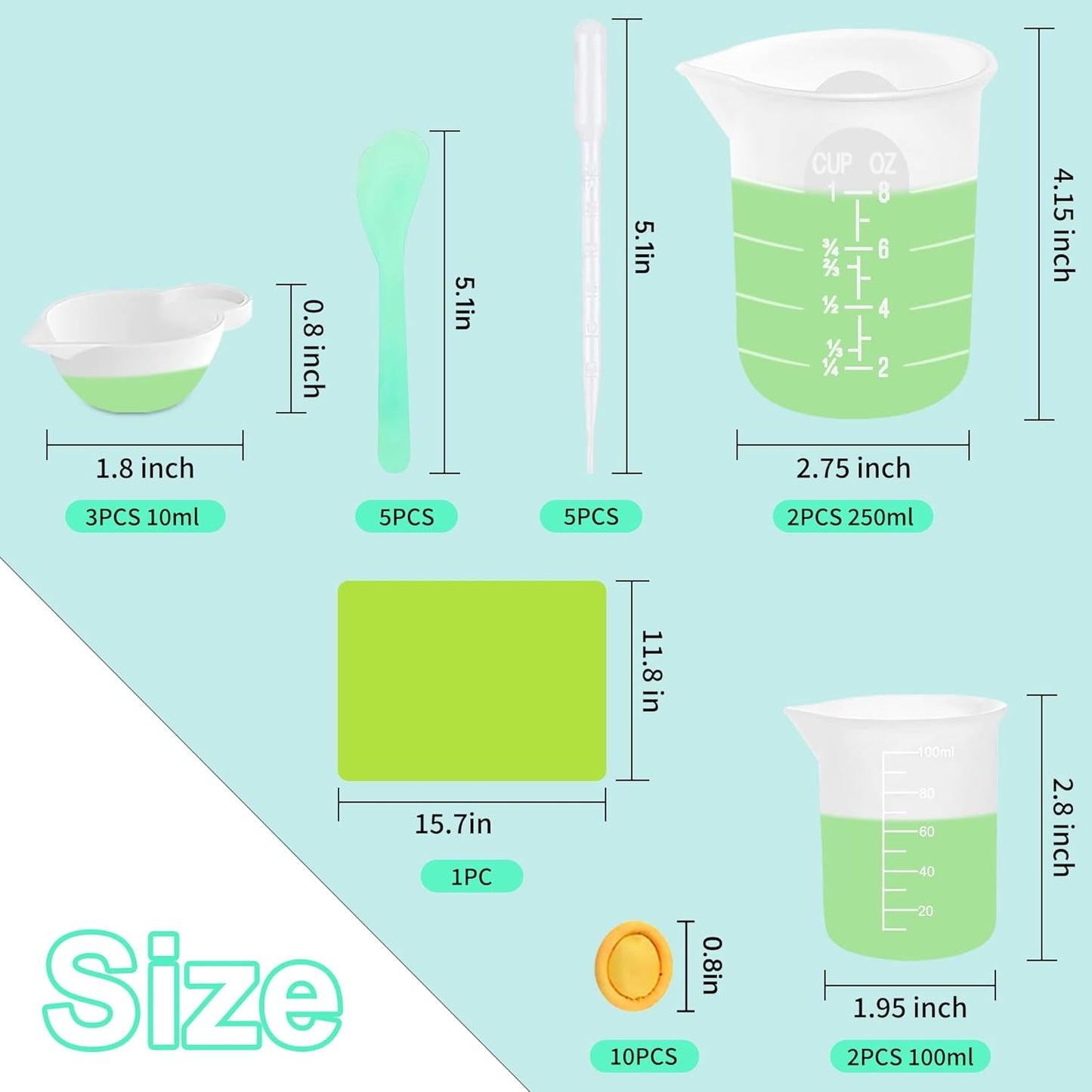 Silicone Measuring Cups for Resin Supplies,Resin Kit for 250ml &100ml Non-Stick Mixing Cups,Silicone Cups for Resin Molds,Epoxy Resin Cups,Cooking,Casting Molds,Jewelry Makin,DIY Crafts