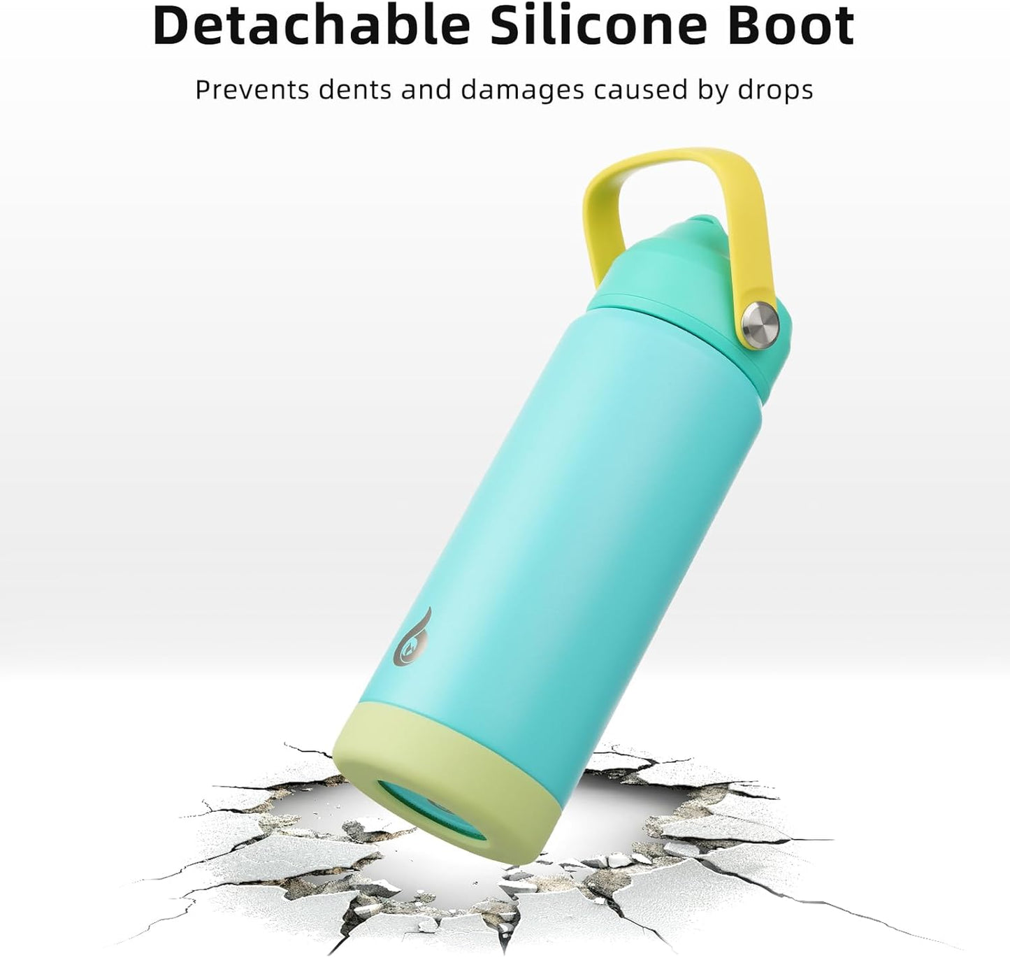 BJPKPK Insulated Water Bottle with Straw Lid, 18oz Thermos Water Bottles, Flex Handle & Non-slip Boot, BPA Free Leak Proof Stainless Steel Metal Thermos, Tumblers, Cups,Twilight Blue