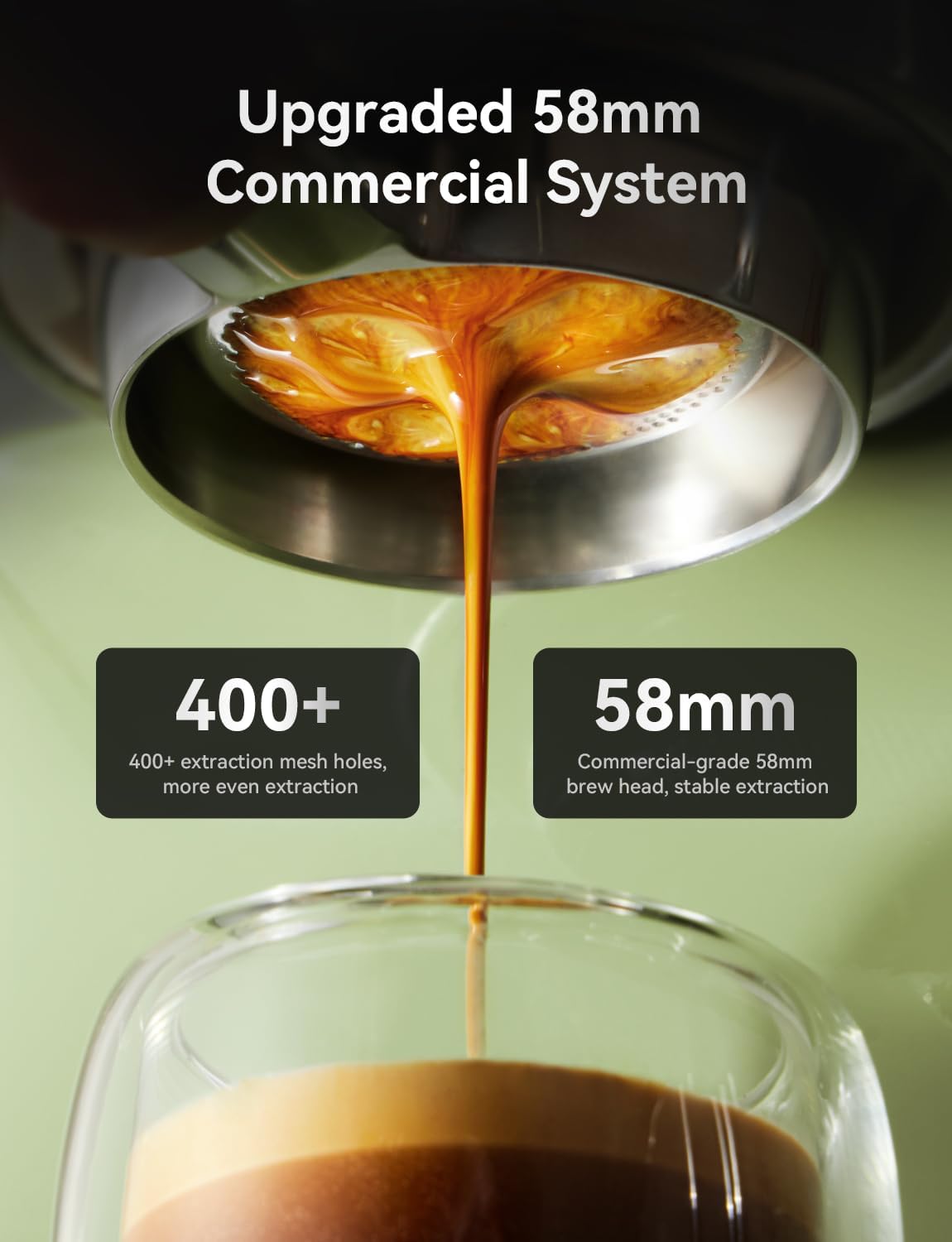 Neretva Espresso Coffee Machine, Professional Espresso Machine with Pressure Gauge 15Bar Retro Espresso Maker with Power Milk Frother Stainless Steel for Home Barista Latte and Cappuccino Maker-Green