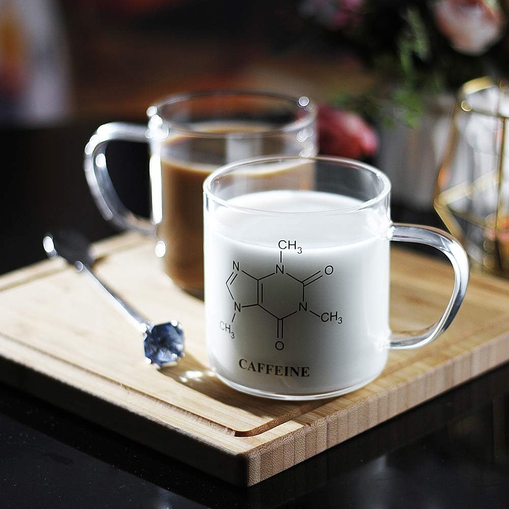 LUXU Glass Coffee Tea Mugs Set of 2,Clear Coffee Cups for Hot or Cold Beverages,Large Wide Mouth Drinking Glasses,Great for Mocha,Latte,Milk,Cappuccino,Water and Juice -14 oz