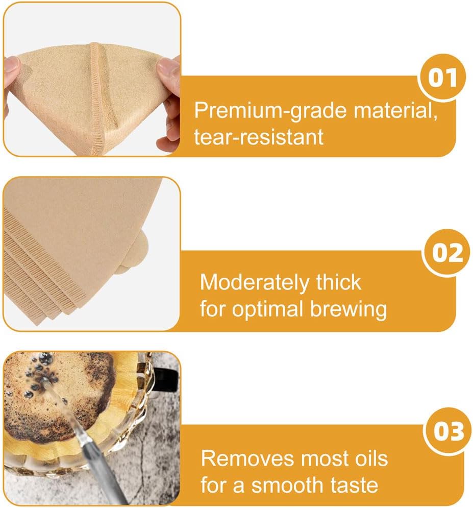 Coffee Filters #4, Coffee Filters 4 Cone Paper, Unbleached, Brown, 8-12 Cup, Number 4 Coffee Filter, 100 Count