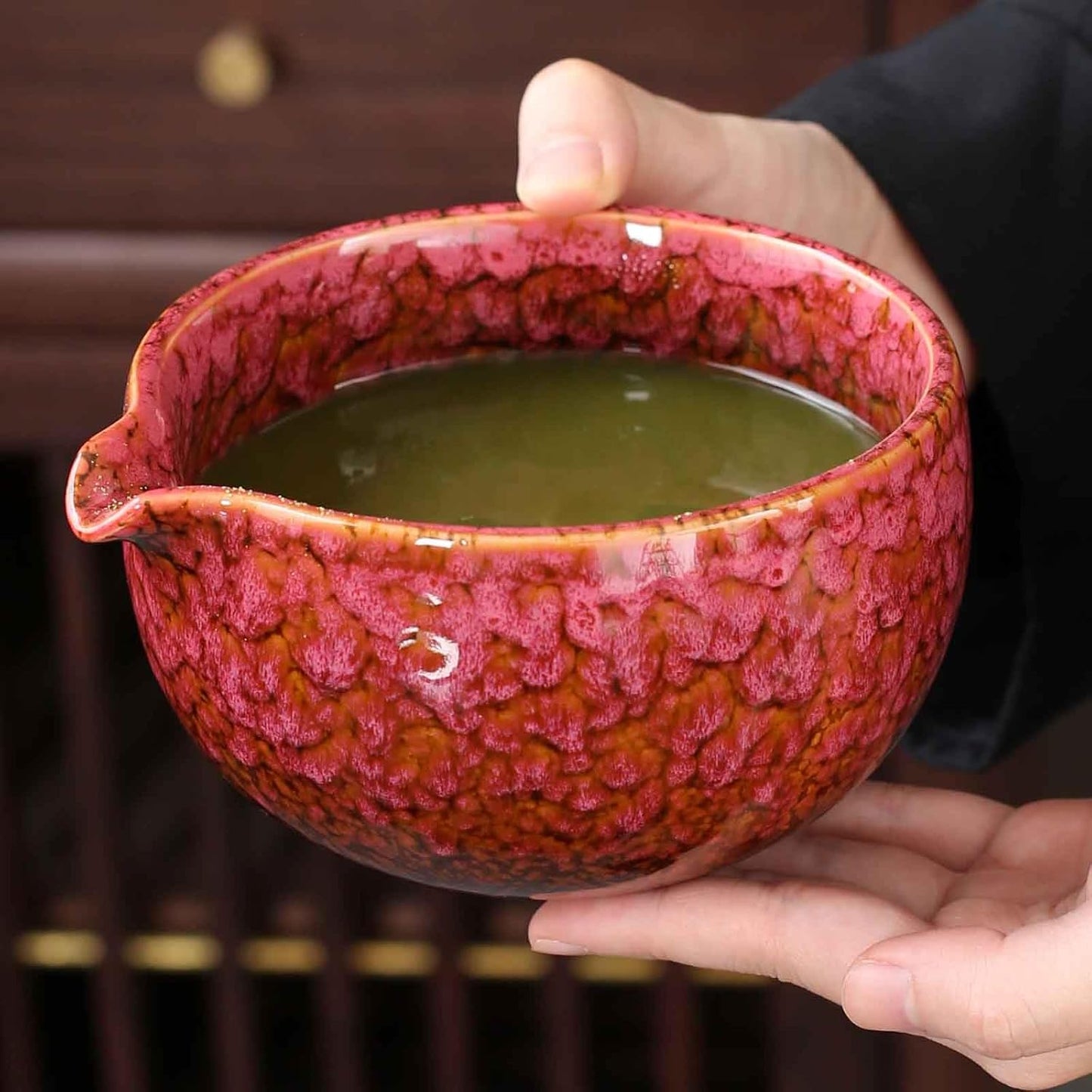 Japanese ceramic matcha bowl. 20 ounce ceramic bowl. Matcha tea bowl. A gift for matcha enthusiasts (red)