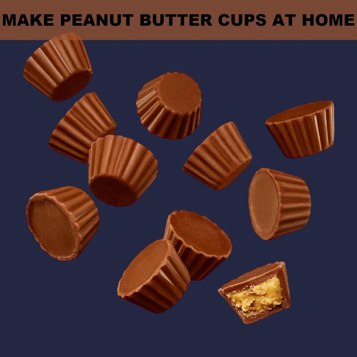 Peanut Butter Cup Molds, Bite-Size Chocolate Molds, Silicone Mold for Keto Fat Bomb, Jelly, Ice and Cordial, 2 PCS (Blue, Bite-Size)