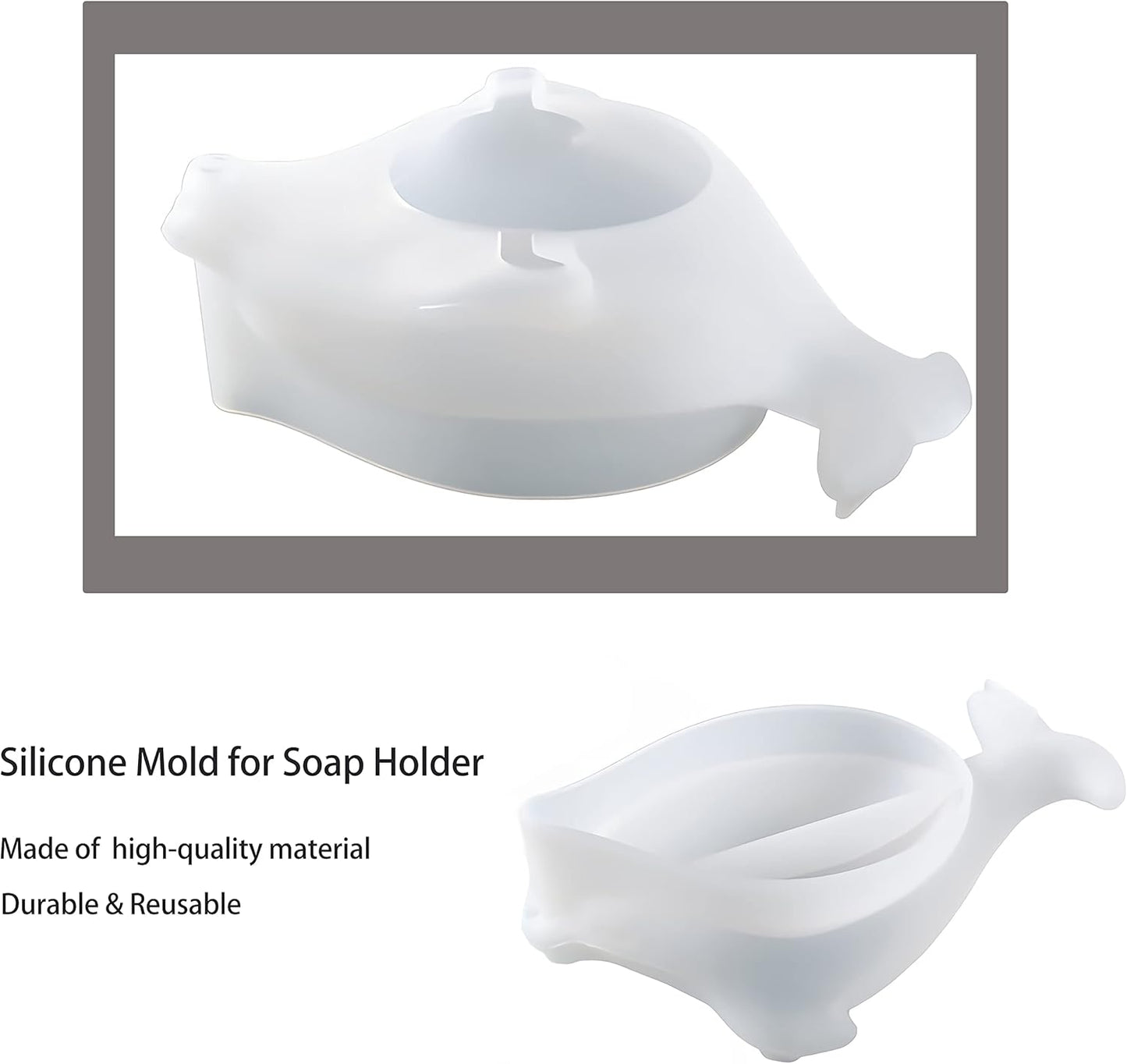 Self-Draining Dolphin Soap Holder Silicone Resin Mold, Dolphin Soap Holder DIY, Epoxy Resin Casting Mold for Soap Tray, Silicone Mold for Soap Holder