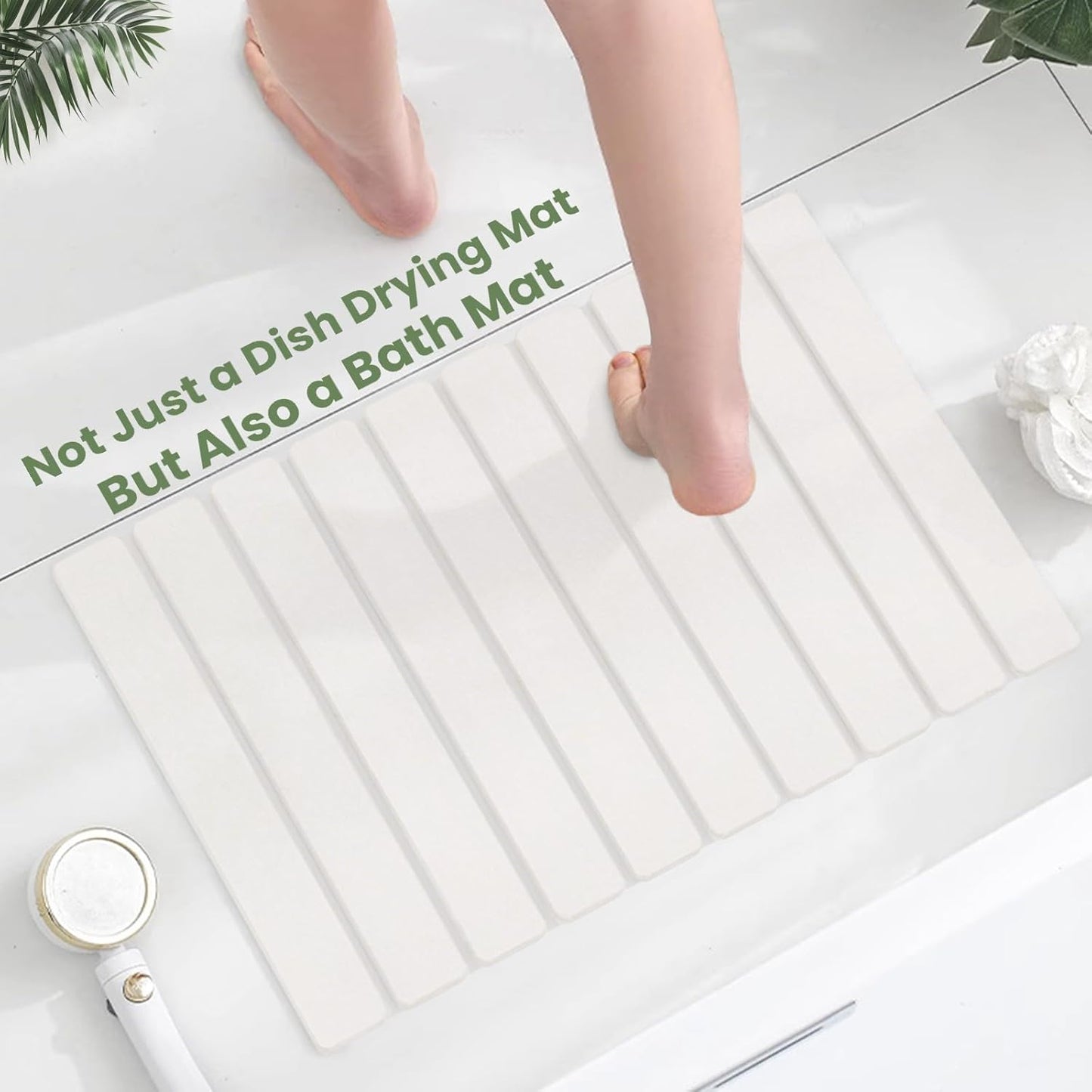 Stone Drying Mat for Kitchen Counter, Roll-Up Stone Dish Drying Mat, Large Fast Drying Kitchen Mat, Diatomaceous Earth Dish Mat Drying Kitchen Mat (White)