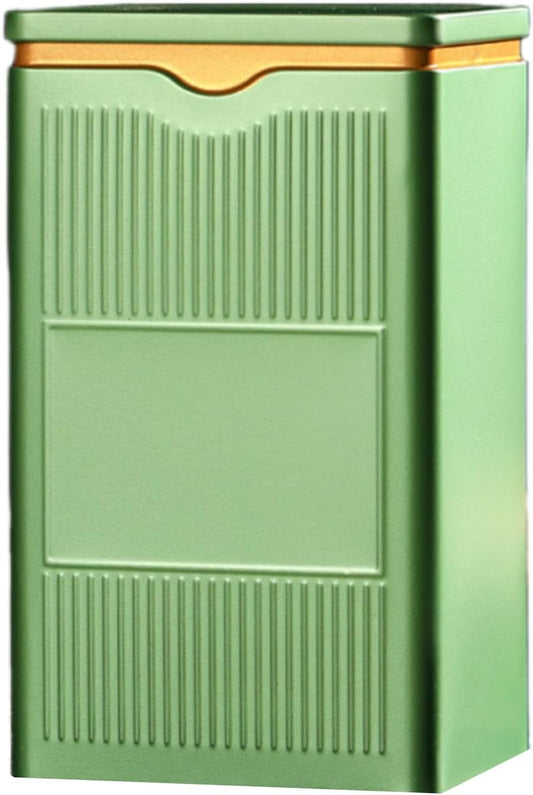 HAN SHENG Square Airtight Tea Tins - Green, Food Storage Containers for Loose Tea, Coffee, Spices (5.9"x3.4"x2.8")
