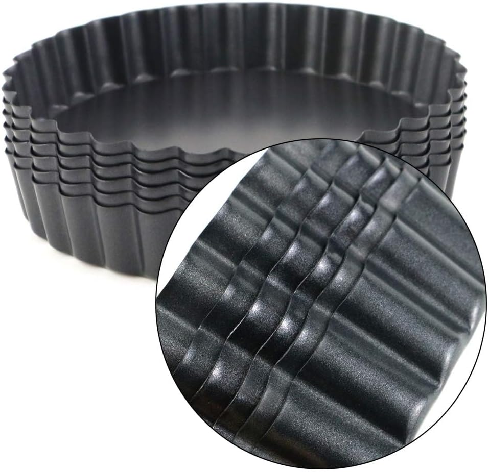 6 Pack 5 Inch Mini Tart Pans with Removable Bottom, Nonstick Round Quiche Pan Heavy Duty Fluted Sides for Tartlets, Mousse Cakes, Dessert Baking