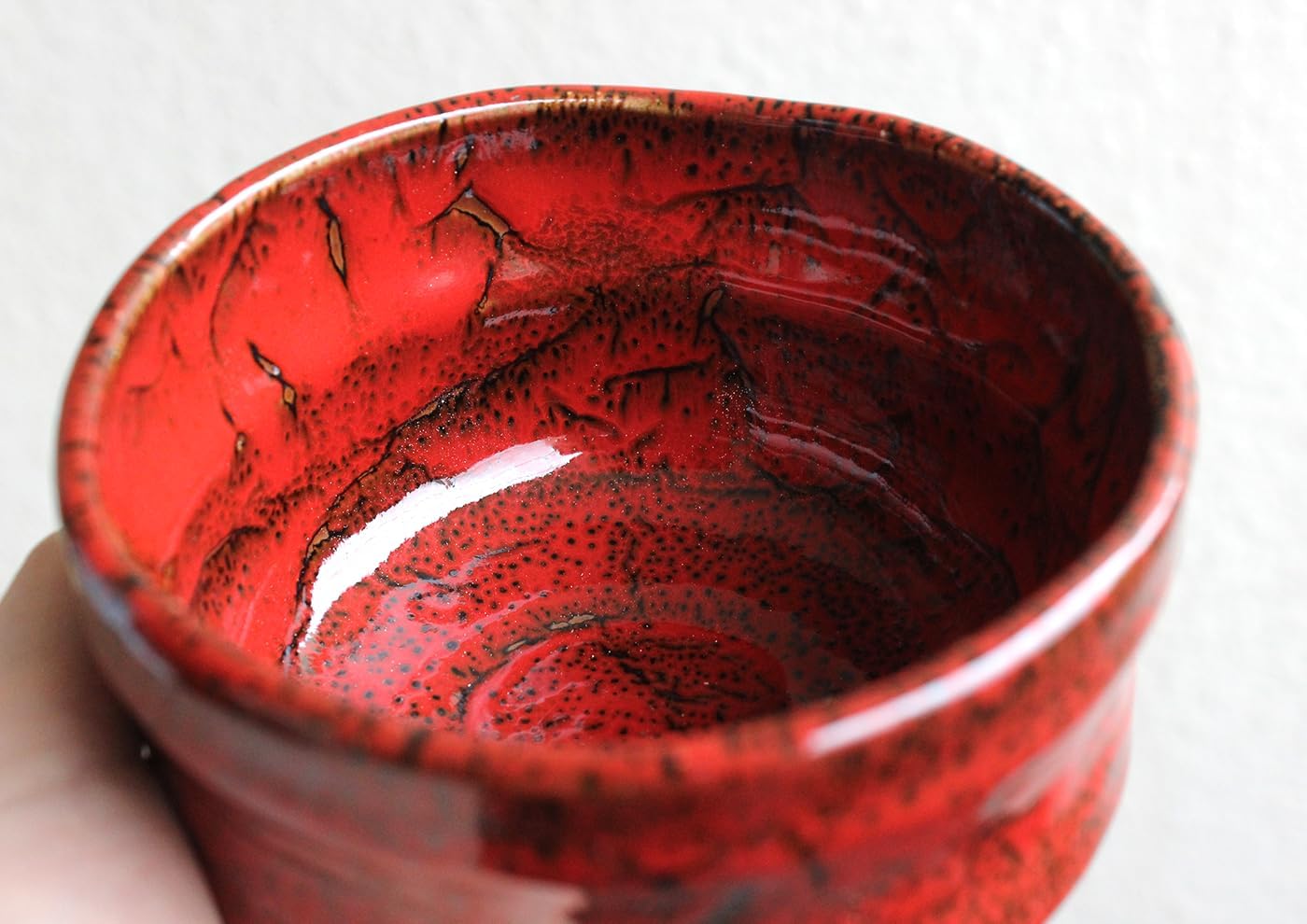 Japanese Traditional Handcrafted Matcha Chawan Tea Bowl Cup Ceremony Tableware Pottery (Tenmoku Beninagare)