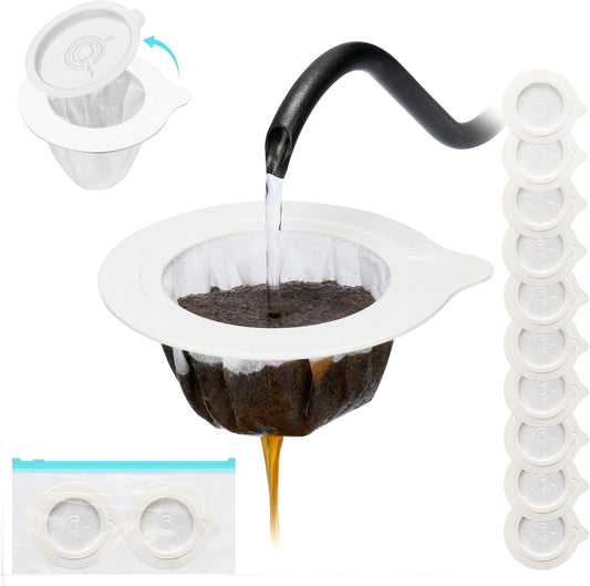 Portable Pour Over Coffee Dripper Reusable Coffee Filter Pour Over Coffee Maker for Camping Coffee, Travel Coffee Maker Single Serve Drip Coffee Filters (10, white)