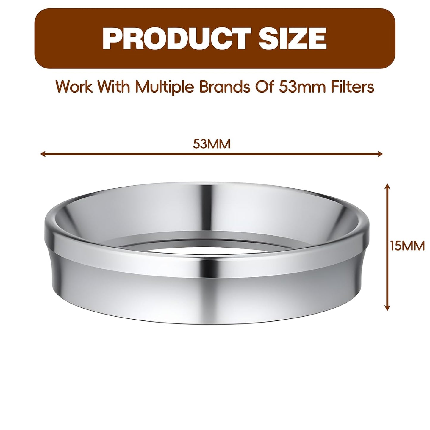 Magnetic Stainless Steel Espresso Dosing Funnel Compatible with 53mm Portafilter