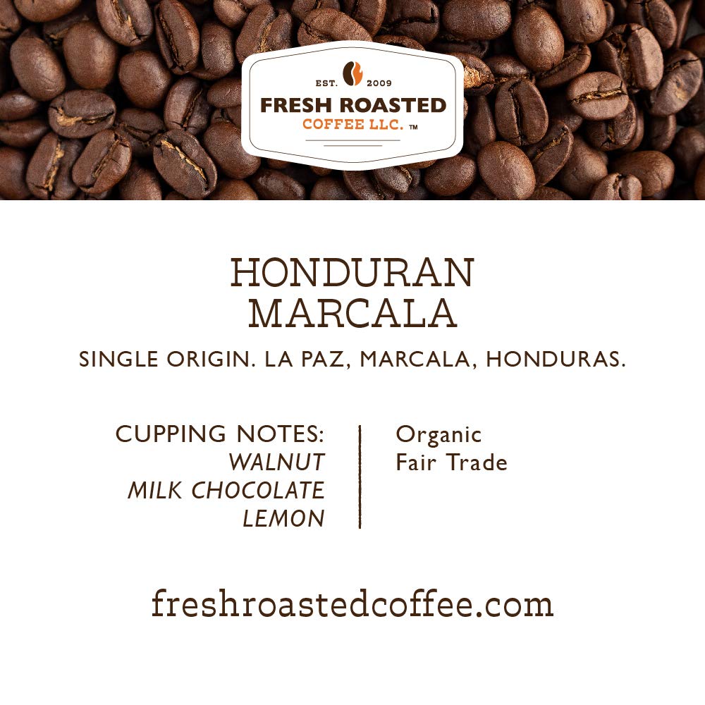Fresh Roasted Coffee, Organic Honduran Marcala | USDA Organic, 100% Single Origin, Kosher | Medium Roast 72 Pods for K Cup Brewers