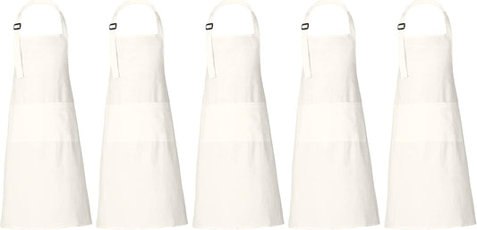 RAJRANG 100% Cotton Cooking Apron with 3 Pockets Kitchen Chef BBQ Adjustable Bib Aprons for Women Men