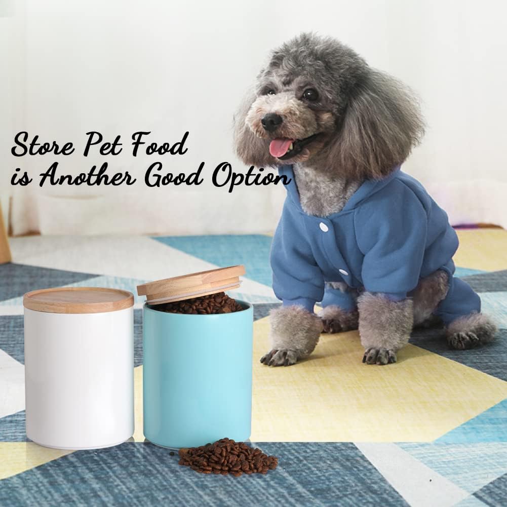 Sweejar Kitchen Canisters Ceramic Food Storage Jar, Stackable Containers with Airtight Seal Wooden Lid for Serving Coffee Bean, Flour, Tea, Cookies and More - 73 Fl Oz(Gray)