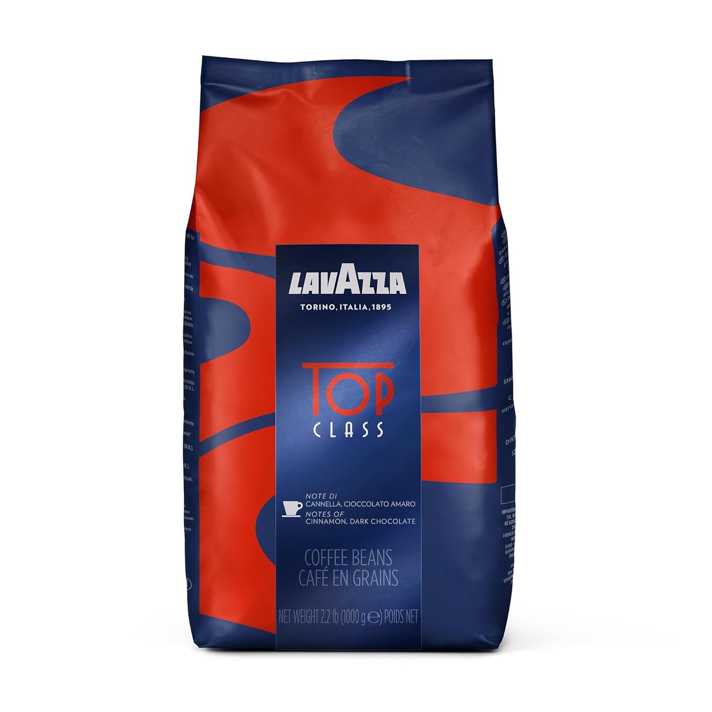 Lavazza Top Class Whole Bean Coffee Blend, Medium Espresso Roast Bag, 2.2 Pound (Pack of 1), Authentic Italian, Blended and roasted in Italy, Full bodied with smooth and balanced flavor