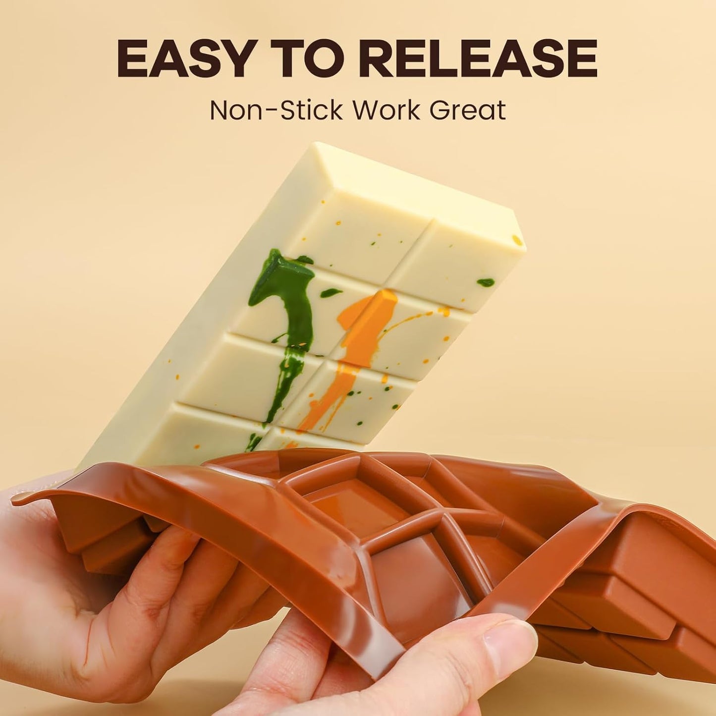 Dubai Chocolate Molds 1 Inch Deep, Silicone Chocolate Bar Mold – Non-Stick, Flexible, Large and Thick Homemade Chocolates, Candies, and Desserts - Set of 3