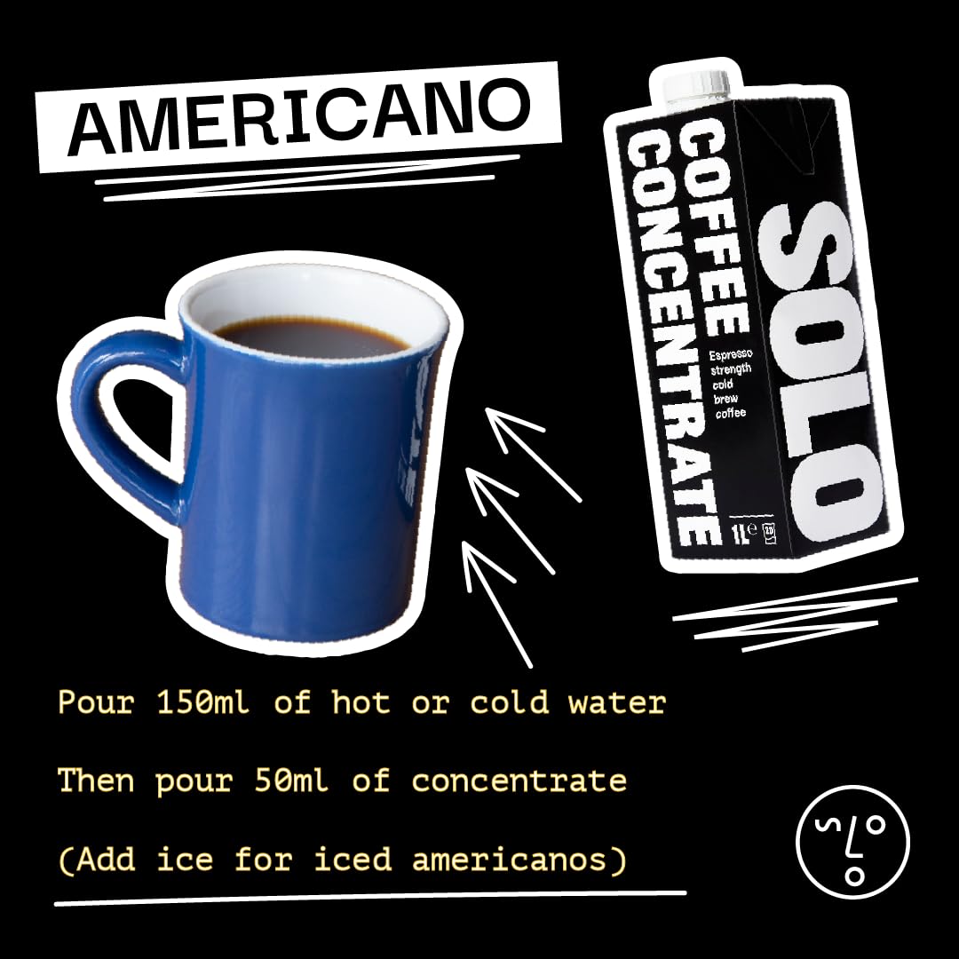 SOLO Cold Brew Coffee Concentrate - Colombian & Brazilian Arabica Blend - Ready-to-Drink Espresso Base for Iced Coffee, Lattes, and Cocktails - 20 Servings per Carton - 32 fl oz Shelf-Stable Carton