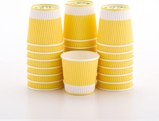 4 oz Light Yellow Paper Coffee Cup - Ripple Wall - 2 1/2" x 2 1/2" x 2 1/4" - 500 count box