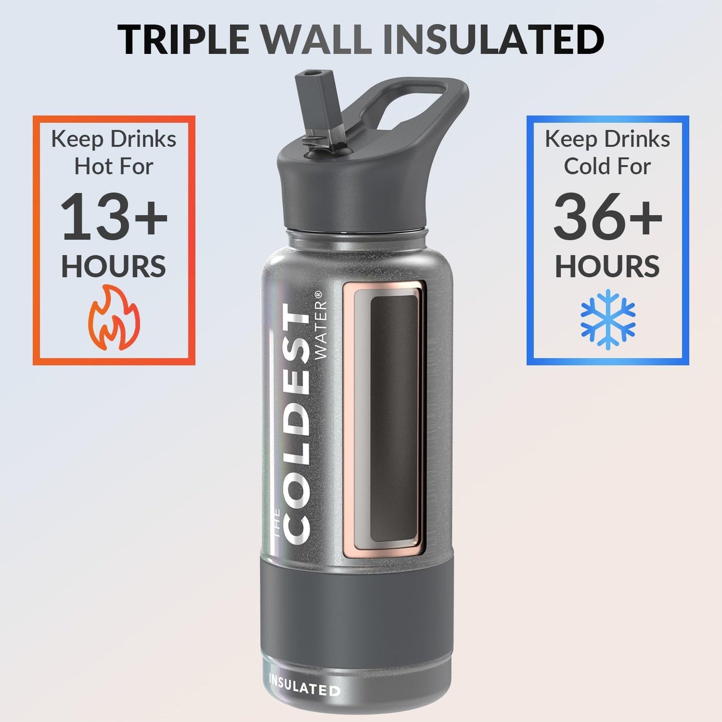 Coldest Insulated Water Bottle with Straw Lid - Stainless Steel Metal Insulated Bottle for Men & Women (Stardust Glitter, 32 oz)