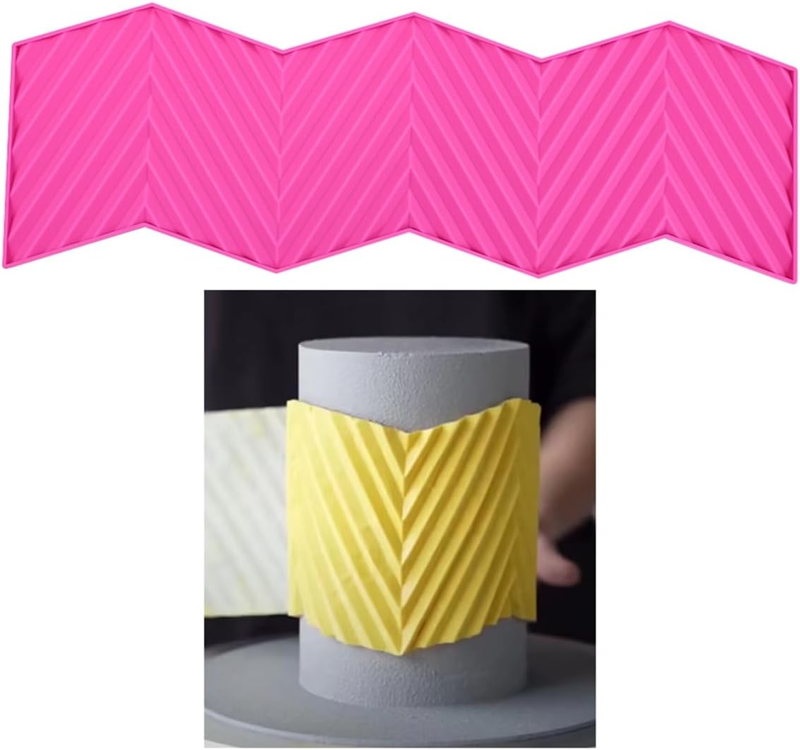 TUKE 3D Diagonal Stripes Design Lace Mat Silicone Mold Silicone Lace Mold Sugar Craft Cake Brim Decoration Tool (L_ Diagonal Stripes)