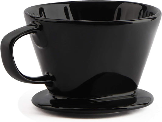 Yeeco Black Ceramic Coffee Dripper, Size 02 Filter With 3 Drip Holes, Manual Pour Over Brewing for Home, Office and Cafe