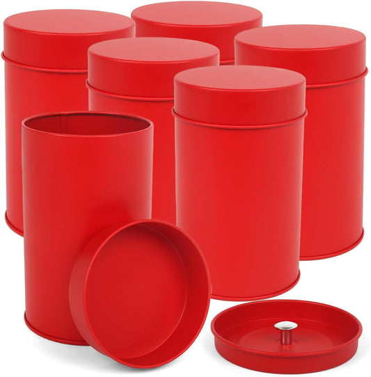 Tea Canister, 6 Pack Tea Tin Loose Leaf Tea Storage Tea Tins For Loose Tea, Tea Storage Loose Leaf Metal Tea Tin Canister For Loose Tea Storage Coffee Sugar Candy Herbs And Spices (Red)