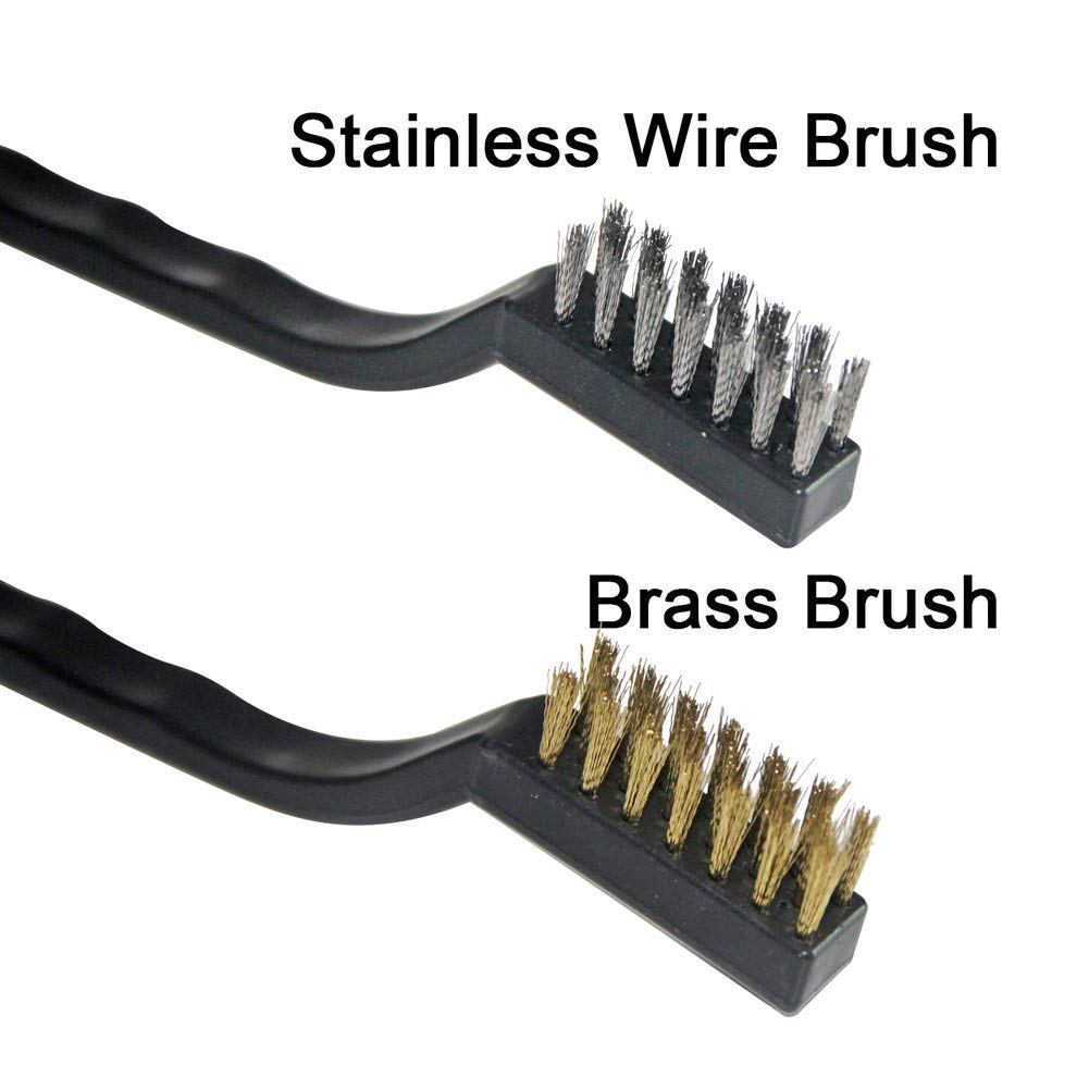 12PCS Mini Wire Brushes, Stainless Steel & Brass Brush Set, Curved Handle Scratch Brush for Automotive, Cleaning Welding Slag and Rust