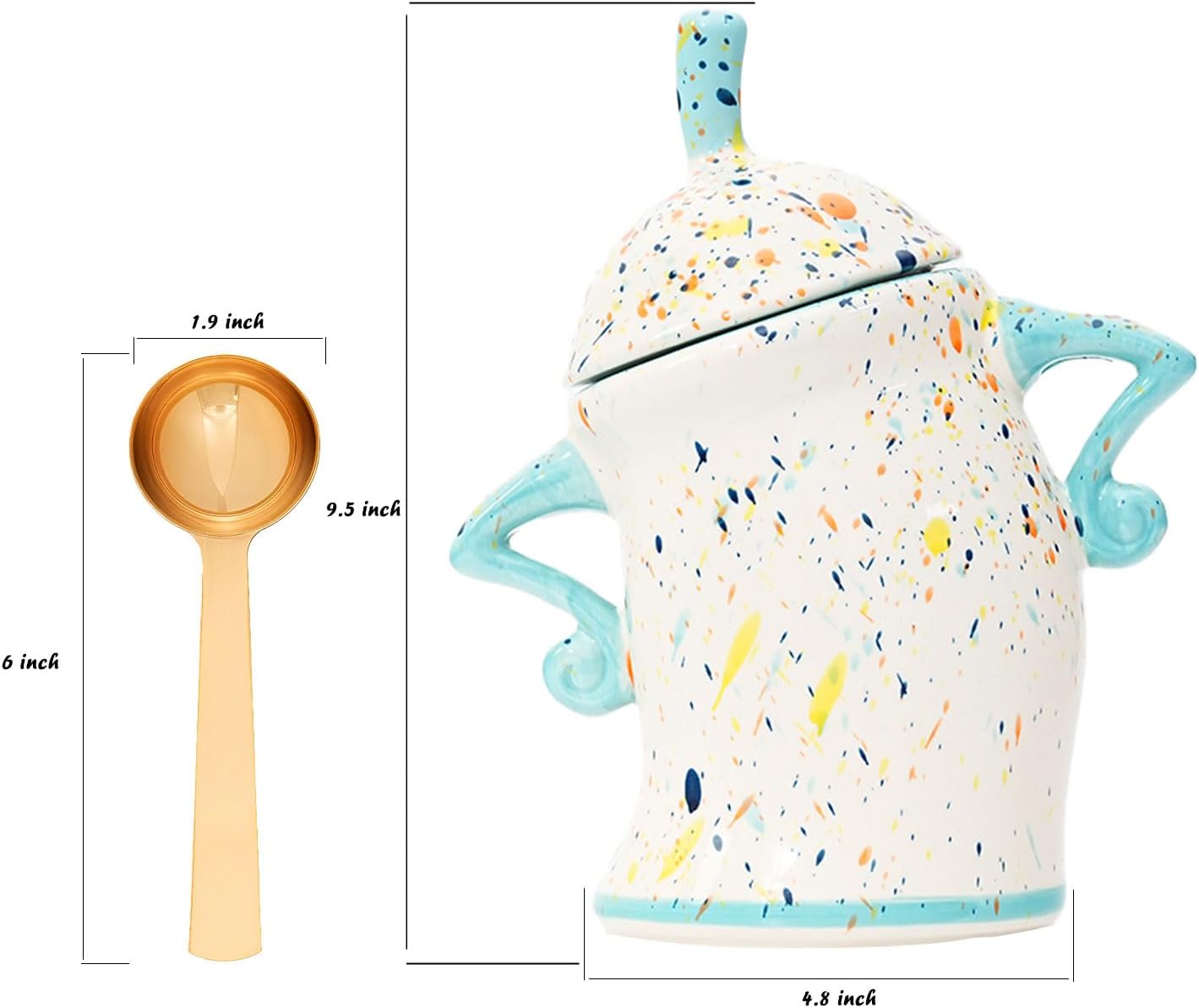 Canister With Attitude - Attitude Jar, Ceramic Airtight Food Storage Container with Spoon for Tea, Coffee, Sugar, Flour, Cute Kitchen Decor (Colorful)