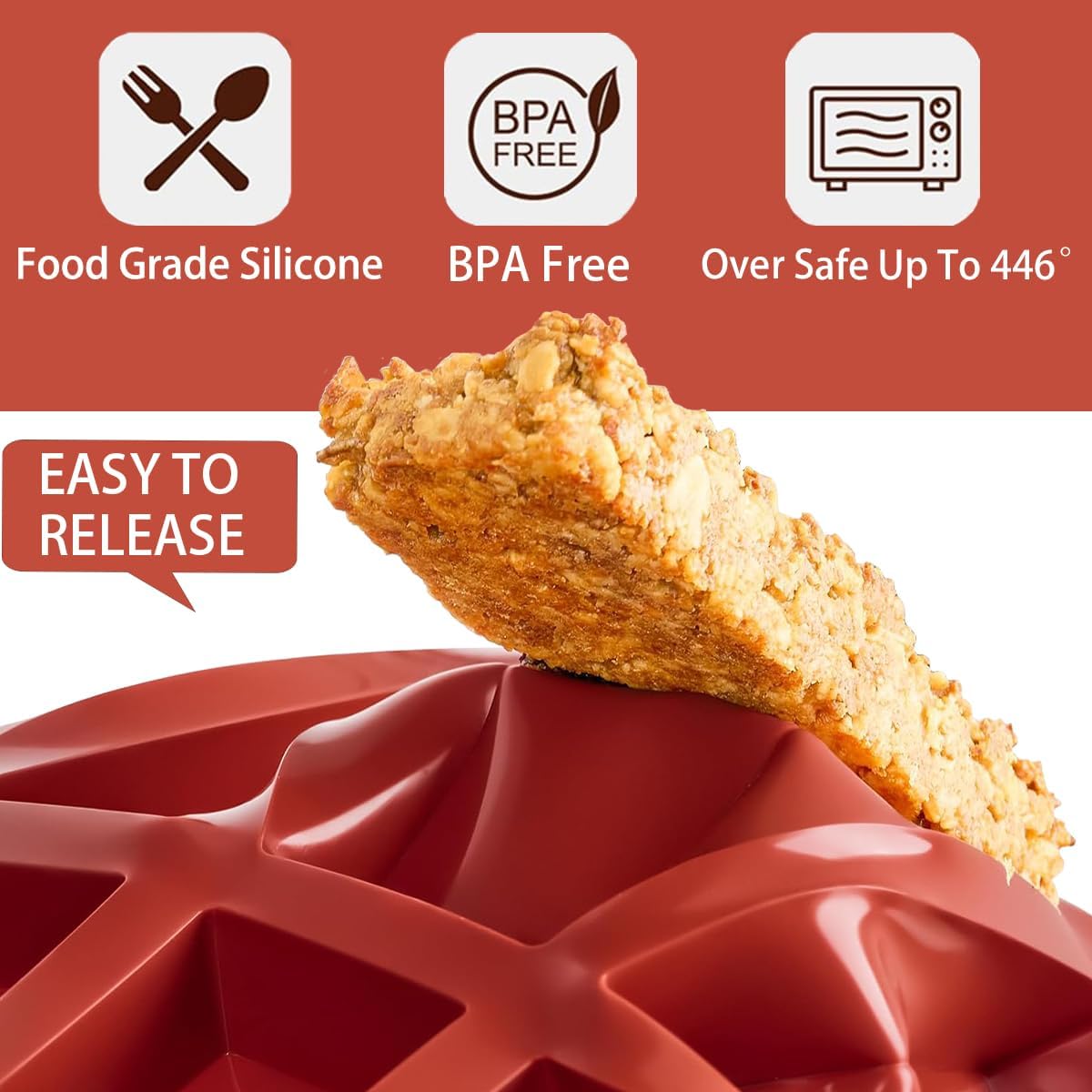 Rectangle Silicone Molds For Baking，1 Inch Deep Chocolate Bar Mold - 8 Cavity，Homemade Granola Cereal Candy Bar Mold - Set Of 2