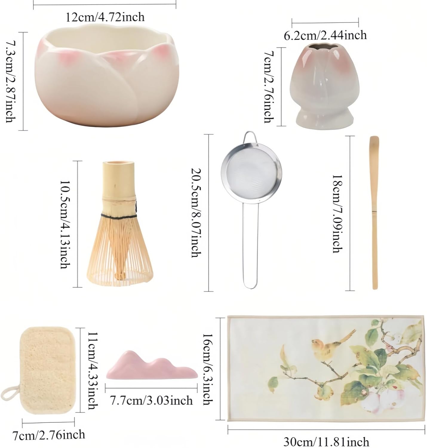 8 pieces Handmade Gift box set of ceramic matcha bowl, Japanese retro high appearance level tulip matcha bowl