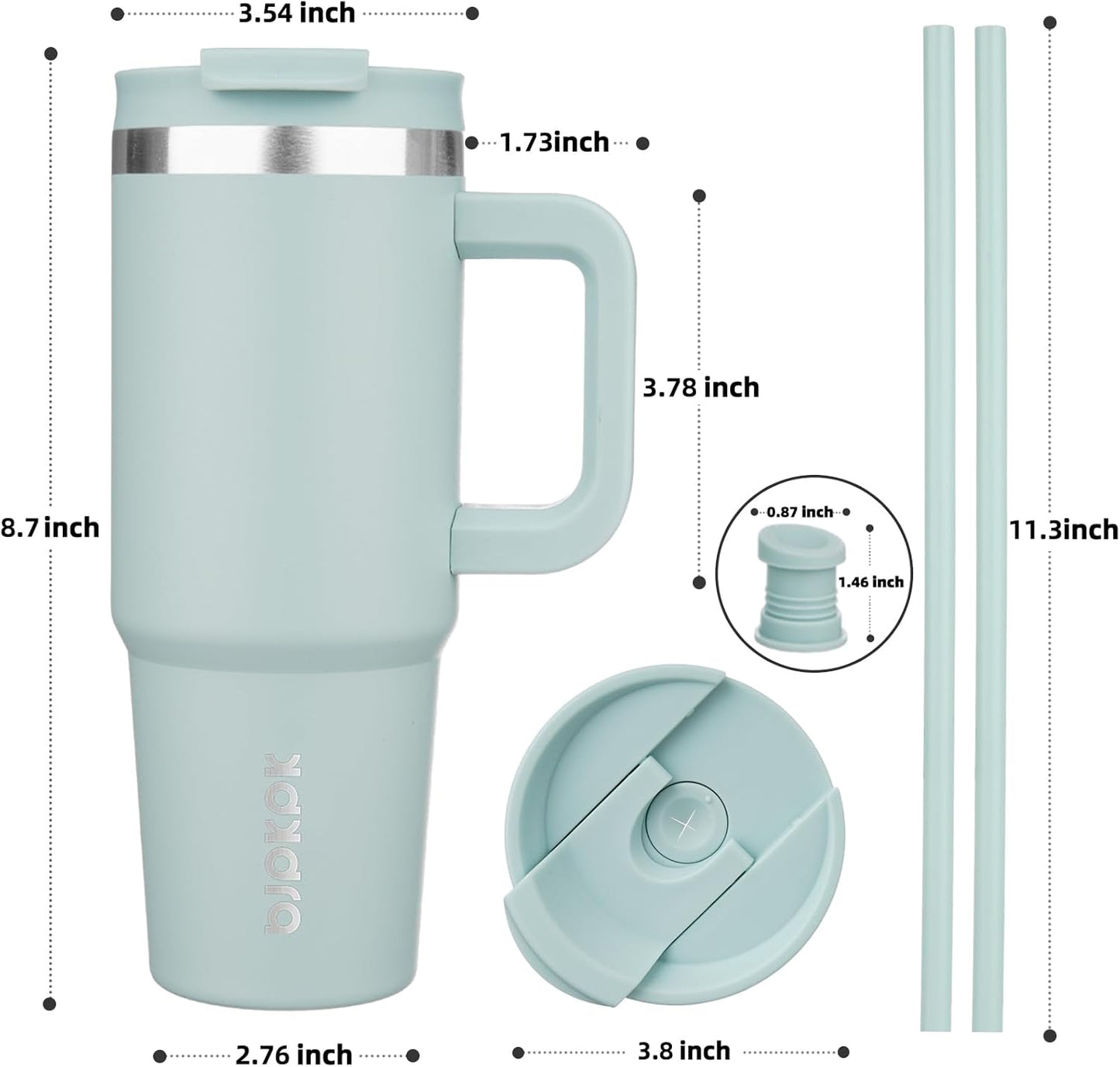 BJPKPK 30 oz Tumbler With Handle Insulated Tumblers With Lid And Straw Stainless Steel Thermal Cup,Blue Haze