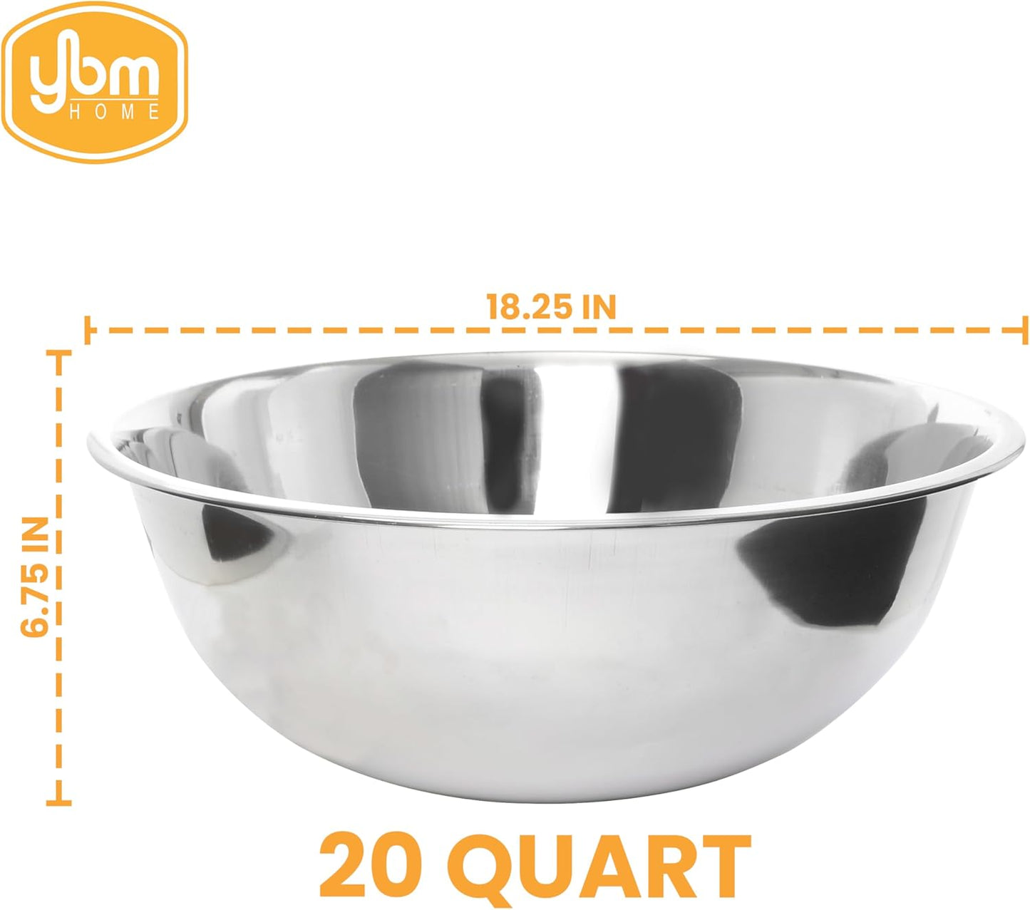 Ybmhome Heavy Duty Deep Quality Stainless Steel Mixing Bowl for Serving Mixing Baking and Cooking (22 Quart)