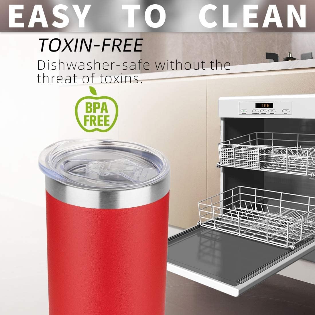 HASLE OUTFITTERS 20 oz Skinny Tumblers Bulk Set, Stainless Steel Insulated Slim Tumblers with Lids, Reusable Double Wall Travel Coffee Mugs, Durable Powder Coated Travel Water Cups(Red, 12)