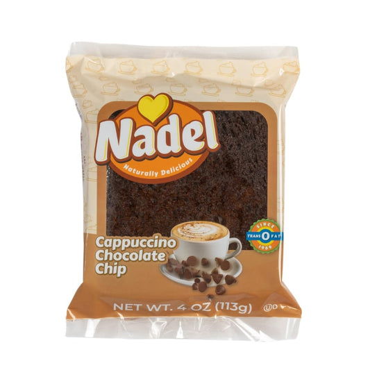 Nadel - Naturally Delicious Cappuccino Chocolate Chip bread, Lunch snack breakfast bars coffee cake, Natural fresh brand mocha chocolate cake 8 pack
