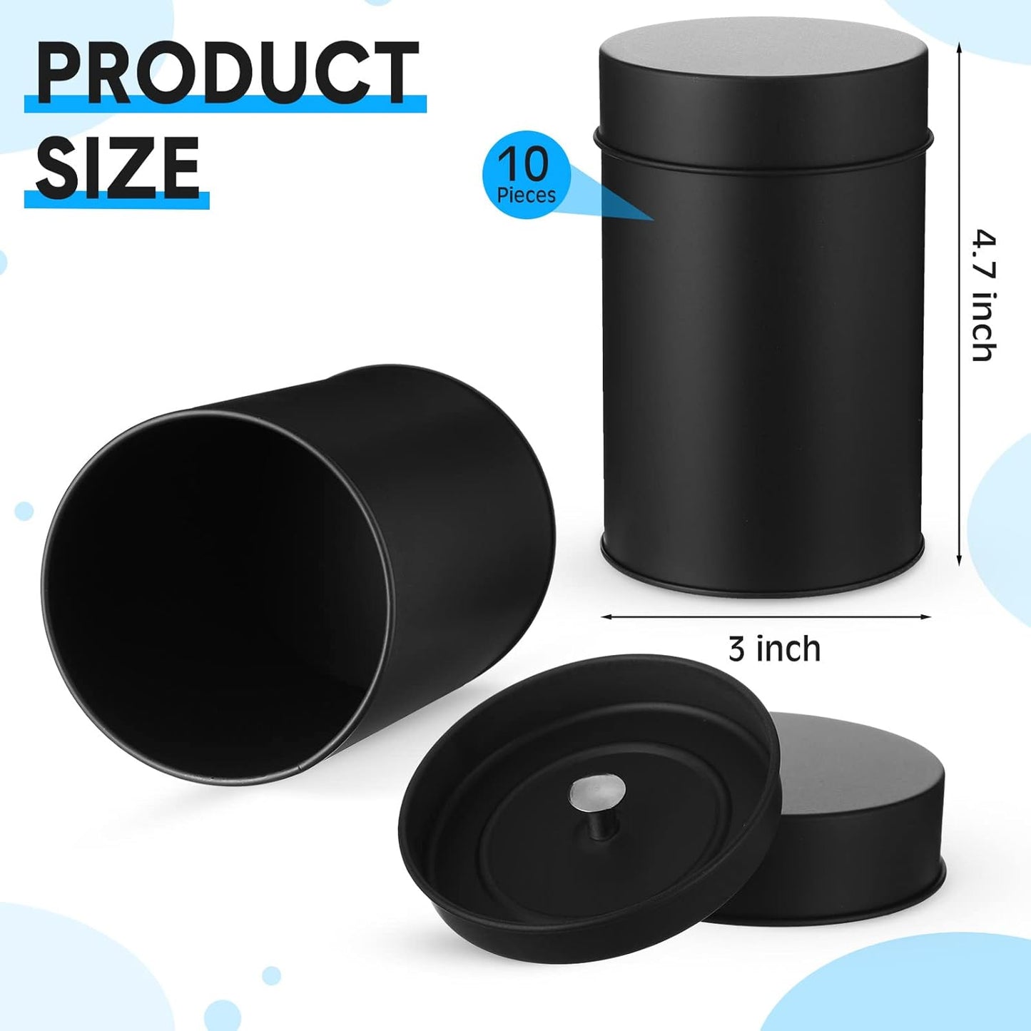 Zopeal 3 Pack Metal Tea Tin Canister with Airtight Double Lids 16 oz Round Tin Can with Lid Double Sealed Small Kitchen Container for Loose Tea Storage Coffee Sugar Candy Herbs and Spices