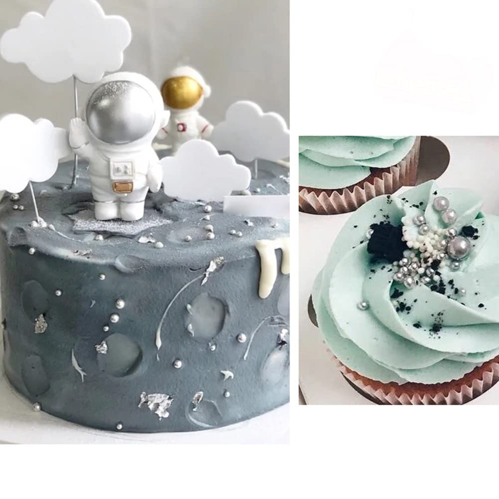 Edible Silver Sugar Pearls Candy Sprinkles 120G/ 4.23Ounce Baking Cake Sprinkles Cupcake and Cake Topper Cookie Decorations Wedding Party Valentines Halloween Christmas Supplies