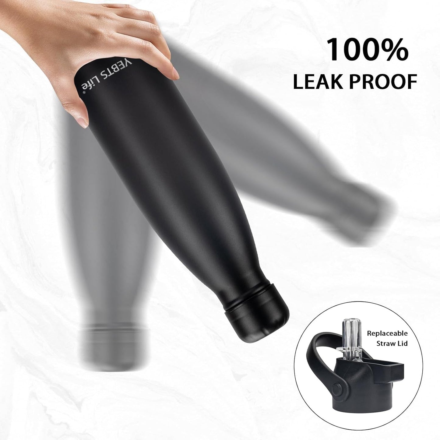 Insulated Water Bottle, 2 Pack-17oz Stainless Steel Water Bottles with straw lid, Metal Sports Water Bottles for Boys,Girls, Double Wall Vacuum BPA-Free Flask for School, Sports(Black-Yellow)