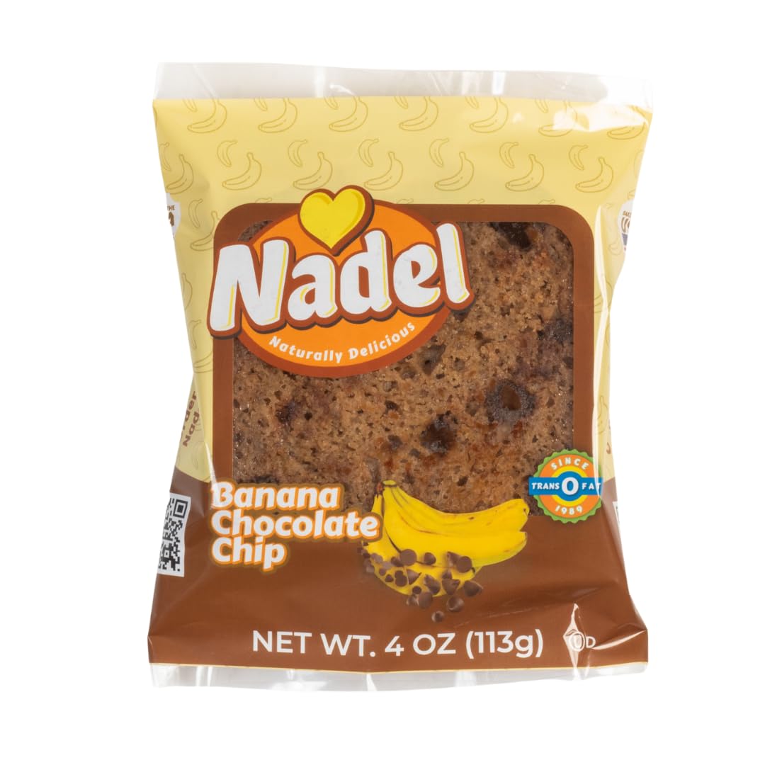 Nadel - NATURALLY DELICIOUS BANANA CHOCOLATE CHIP CAKE SLICES (16 Pack) Sweet Breads & Cakes, Back to School lunch snack, breakfast bar