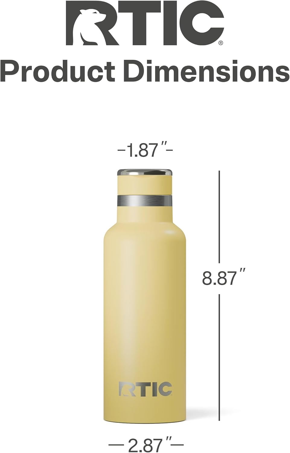 RTIC 16oz Journey Bottle Metal Stainless Steel Vacuum Insulated, BPA Free, Reusable, for Water, Hot and Cold Drinks, Travel, Sports, Camping, Sunlight