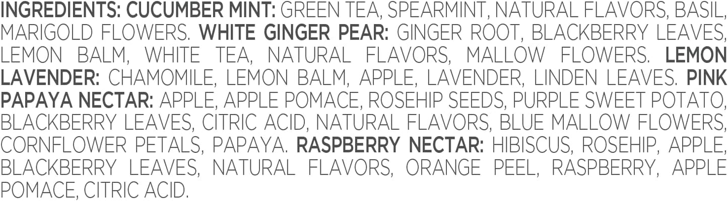 Tea Forte Mariposa Presentation Box Tea Gift Sampler, 20 Count, 2 of Each Variety Individually Wrapped Handcrafted Pyramid Infuser Bags