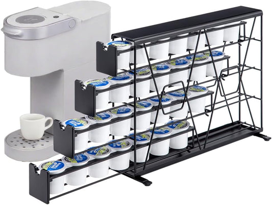 FlagShip K Cup Holder for Keurig Pods Coffee Pod Storage 4 Tier K Cup Drawer Organizer for Counter (28 Pods Capacity)