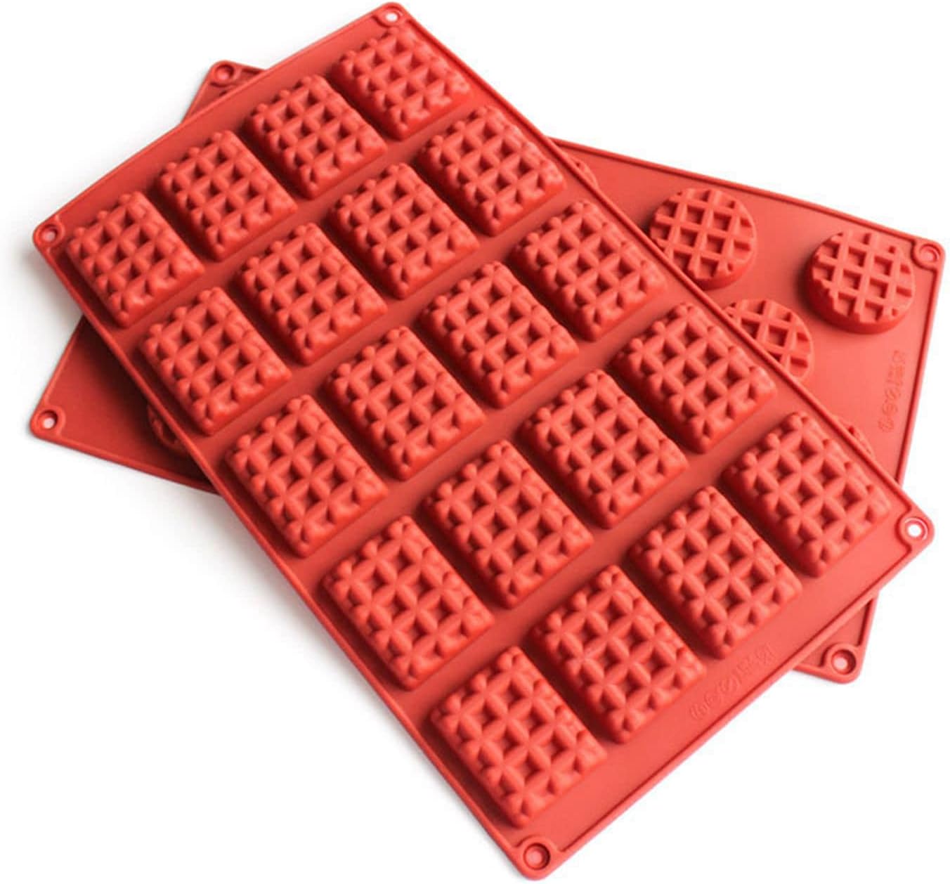 Silicone Waffle Mold Set, 2PCS/Set 20 Cavity Mini Silicone Waffle Mold Waffle Making Mold, Non-stick Cake Cookie Chocolate Making Mold for Baking