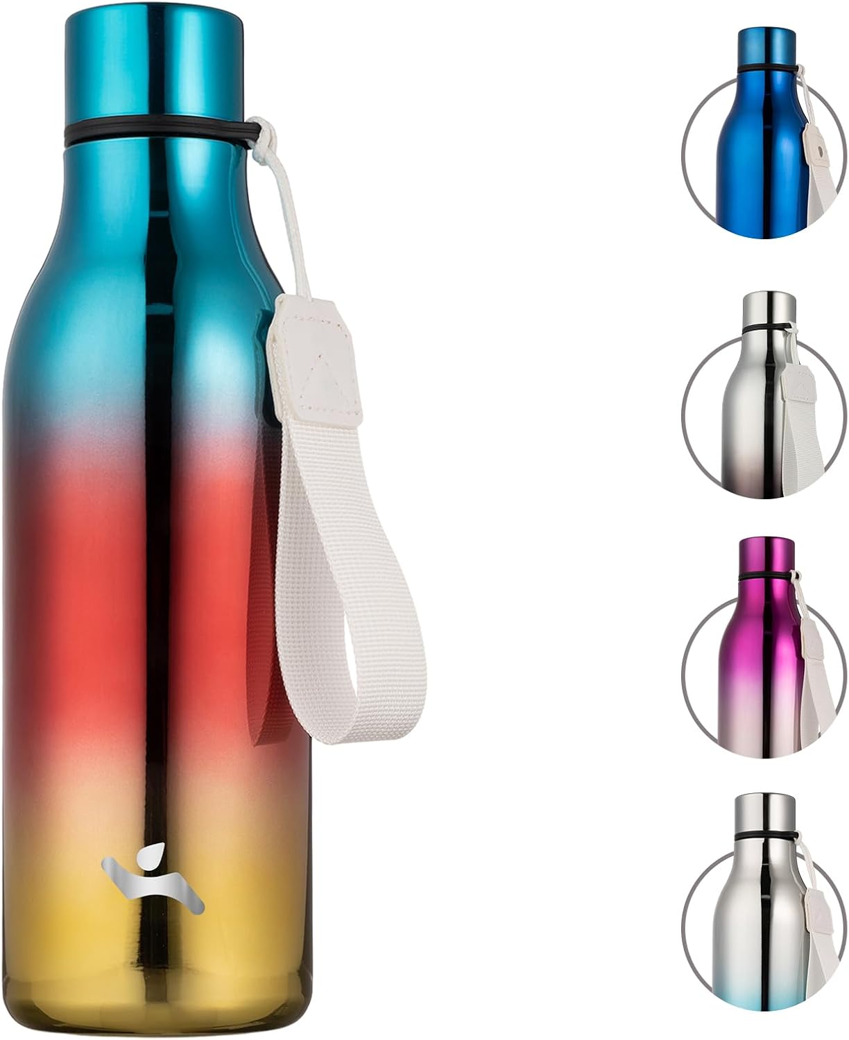Insulated Water Bottle with Strap,18 oz Double Wall Stainless Steel Vacuum Bottles Metal Water Flask,Caribbean Sunrise