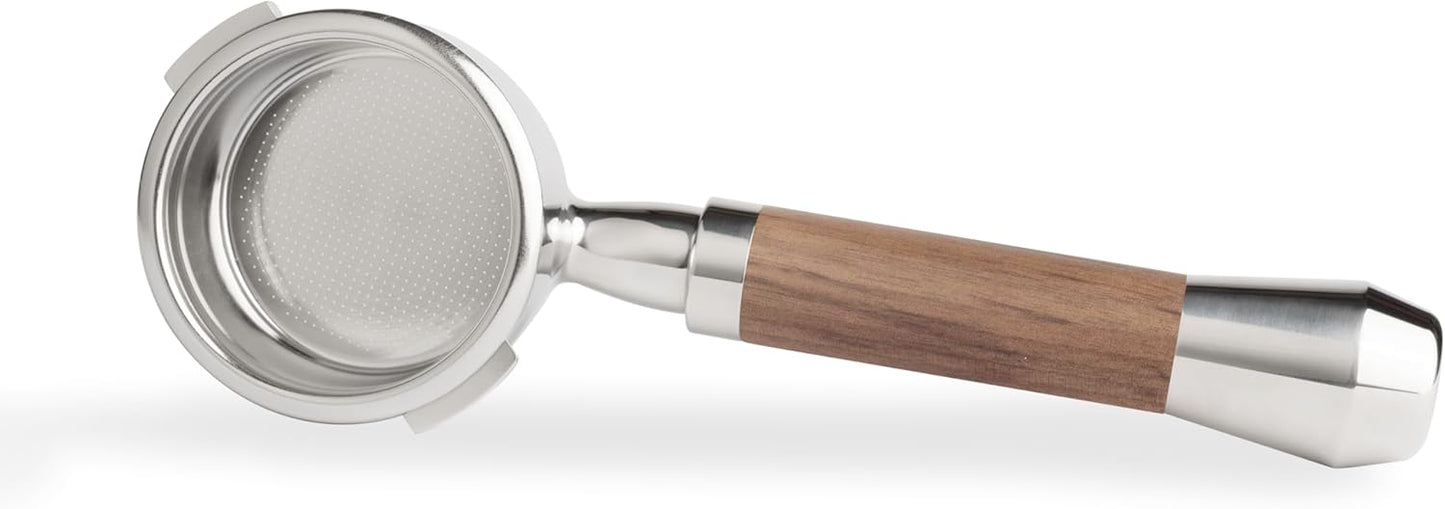 LILQ 58mm Bottomless Naked 2 Ears Portafilter Compatible with Gaggia Machines– Includes 18–20g Basket (WalnutV2Fusion, 58mm For Gaggia)