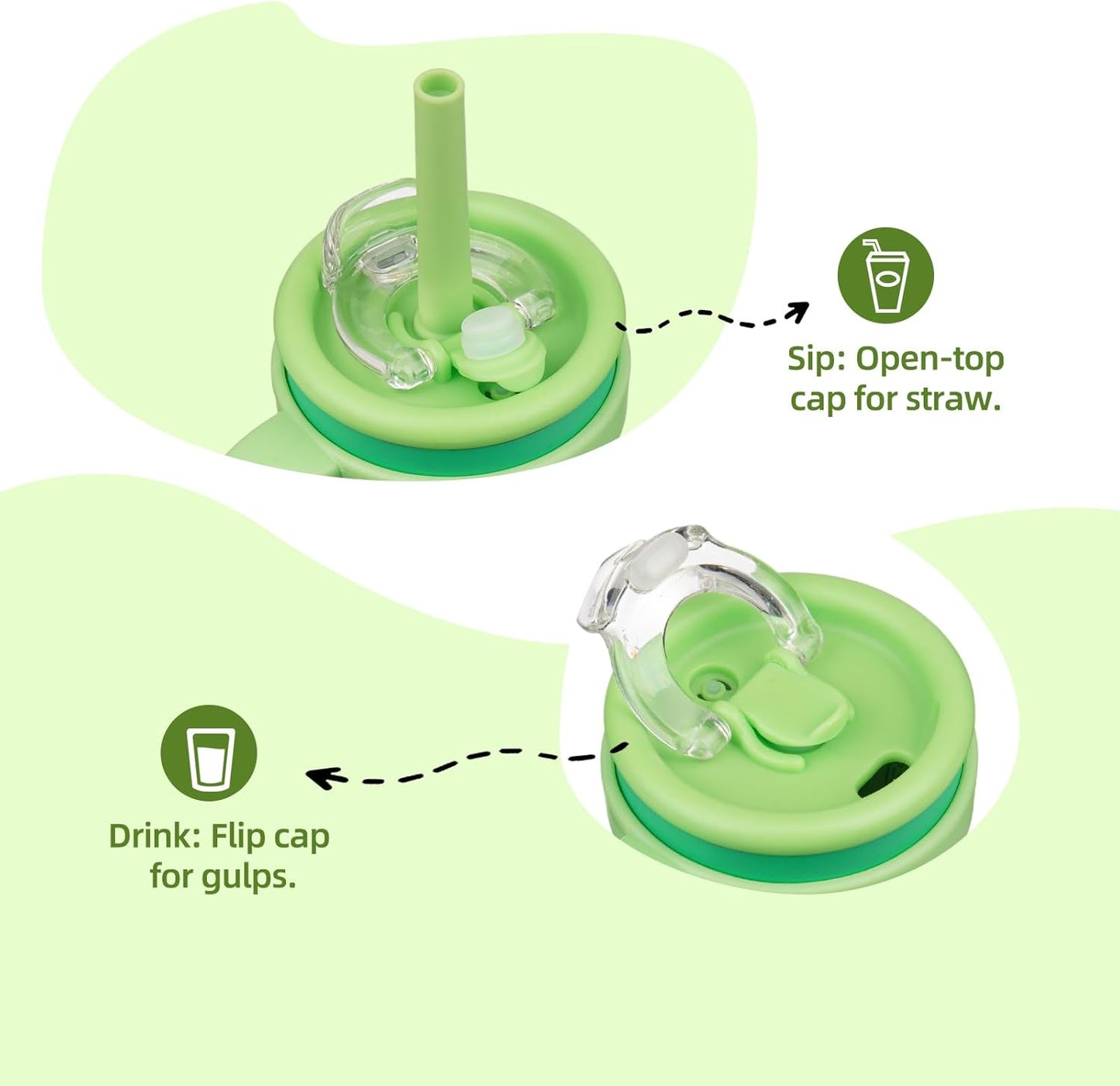 14 oz Tumbler with Side Handle, Insulated Water Bottle with Straw and 2 in 1 Lid, Stainless Steel Cup Travel Coffee Mug for Sports Office Gym,Olive Green