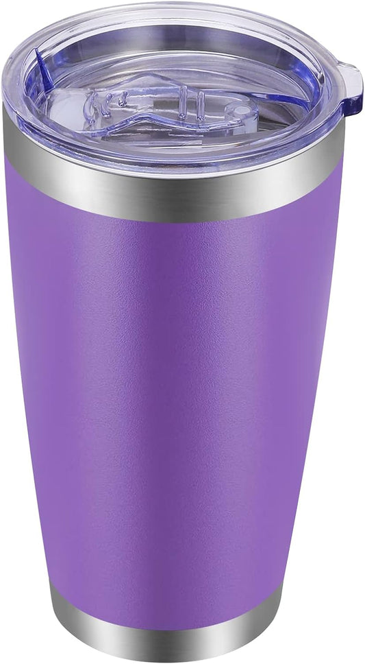 VEGOND 20oz Tumbler with Lid and Straw Stainless Steel Tumbler Cup Vacuum Insulated Double Wall Travel Coffee Mug Powder Coated Coffee Cup(Purple 1 Pack)