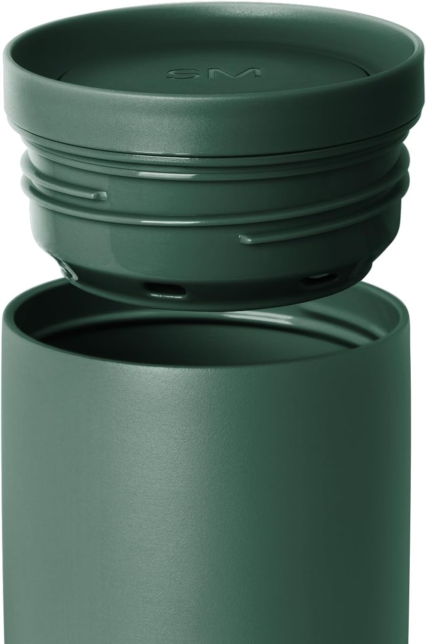 Simple Modern Travel Coffee Mug Tumbler with 360° Lid | Ceramic-Lined Insulated Stainless Steel Cold Brew Iced Coffee Cup Thermos | Gifts for Women Men Her Him | Voyager Signature | 12oz | Forest