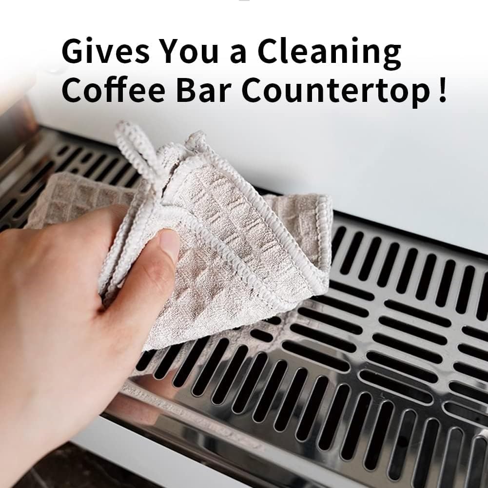 watchget Barista Micro Cloth 10 Pack, Microfiber Barista Cleaning Towels Microfiber Waffle Weave Kitchen Dish Cloth Coffee Bar Towel Coffee Machine Cleaning Cloth, Dark Grey(12"x12")