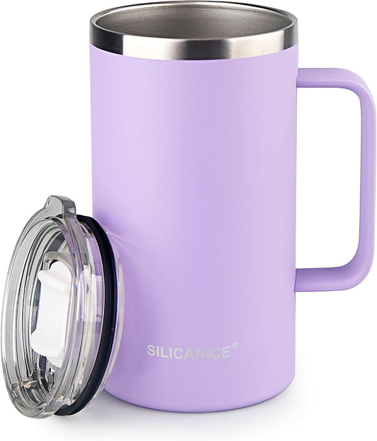 24 oz women's thermal coffee mug, double-wall insulation, easy to hold and clean, suitable for camping travel water cup