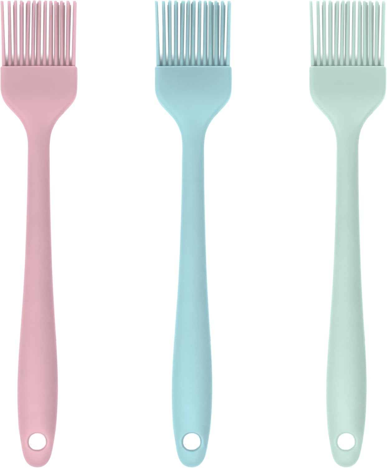 Silicone Pastry Brush Set – 3-Piece Set of Basting Brushes for Cuisine and BBQ – Kitchen Tools & Accessories with Comfortable Handles, Heat-Resistant Utensils for Cooking & Baking – Pastel Multicolor