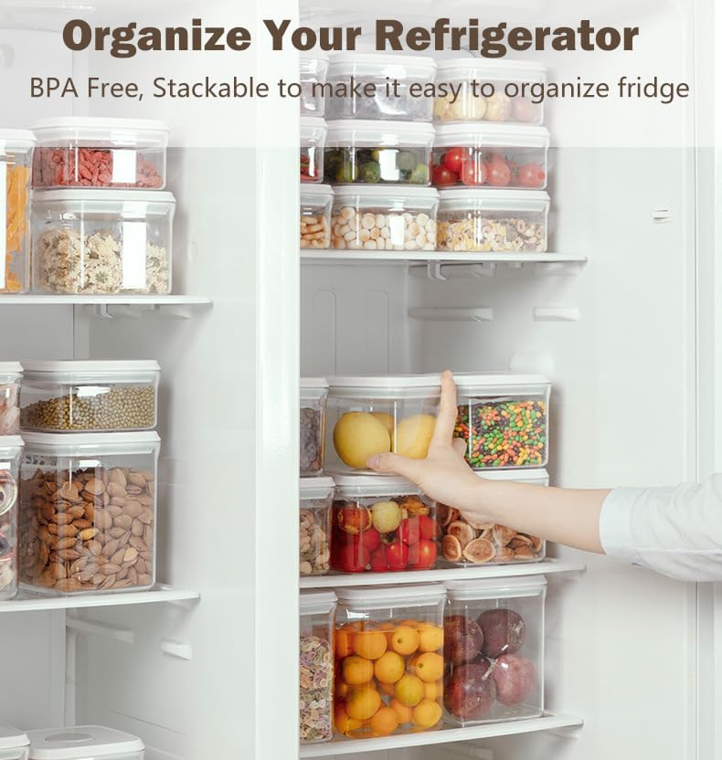 12 Pcs Pop Food Storage Containers Airtight Food Storage Containers Set with Lids Kitchen Pantry Organization and Storage, 3.4Qt, 2.8Qt, 2.1Qt, 1.2Qt